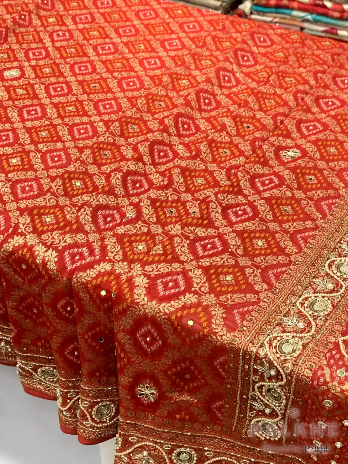 Orange Bandhej x Hand Embroidery (CR38)