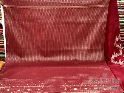 Red Jaal Banarasi x Hand Embroidery (CR36)
