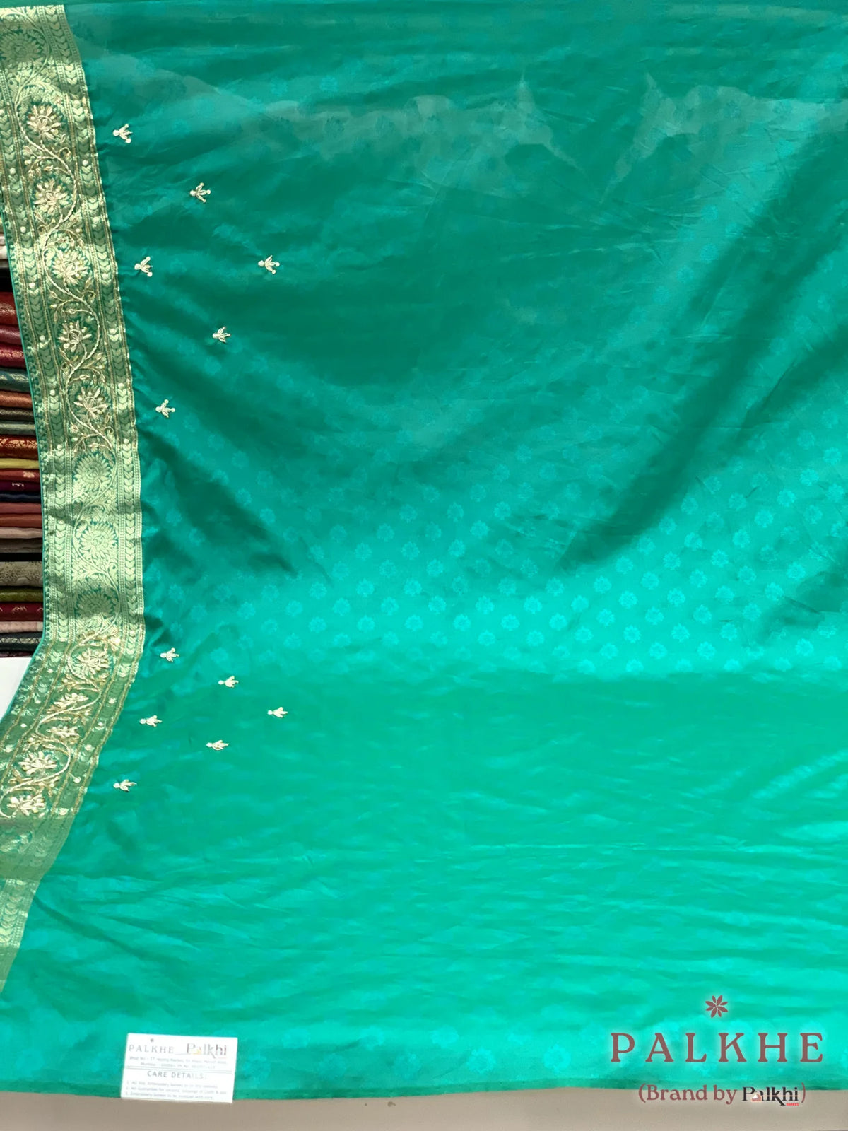 Peacock Green Gold Zari Jaal Banarasi x Hand Embroidery (CL03)