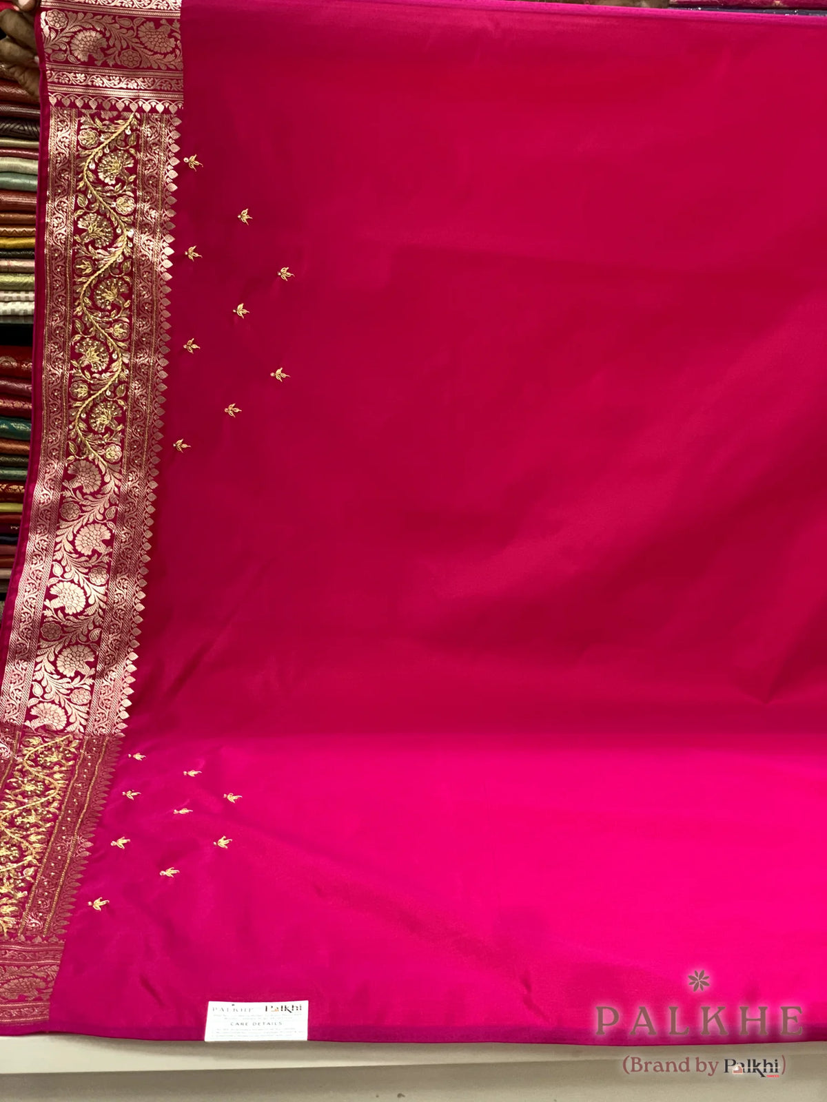 Rani Pink Buttas Banarasi x Hand Embroidery (CB89)