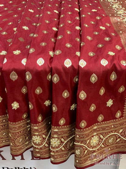 Maroon Buttis Banarasi x Hand Embroidery (BE82)