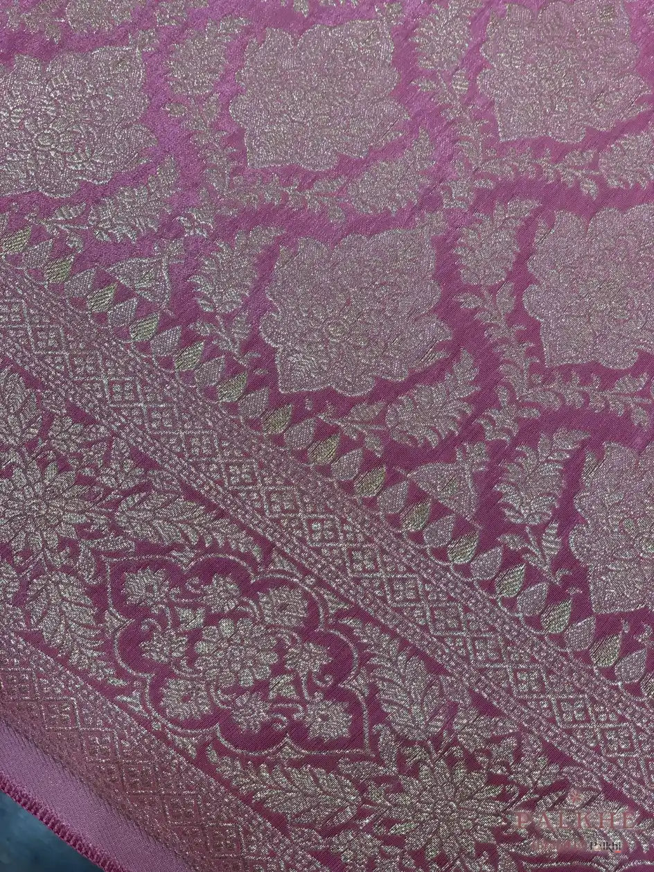 Pink Banarasi Floral Brocade in Pure Silk (CP58)