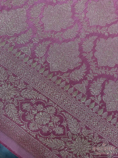Pink Banarasi Floral Brocade in Pure Silk (CP58)