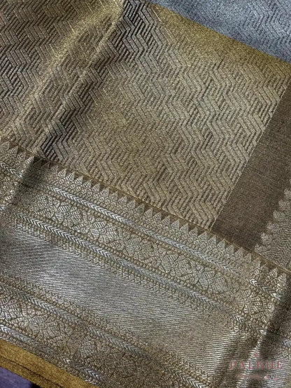 Gold & Silver Kanjivaram Geometric in Pure Silk (CF23)