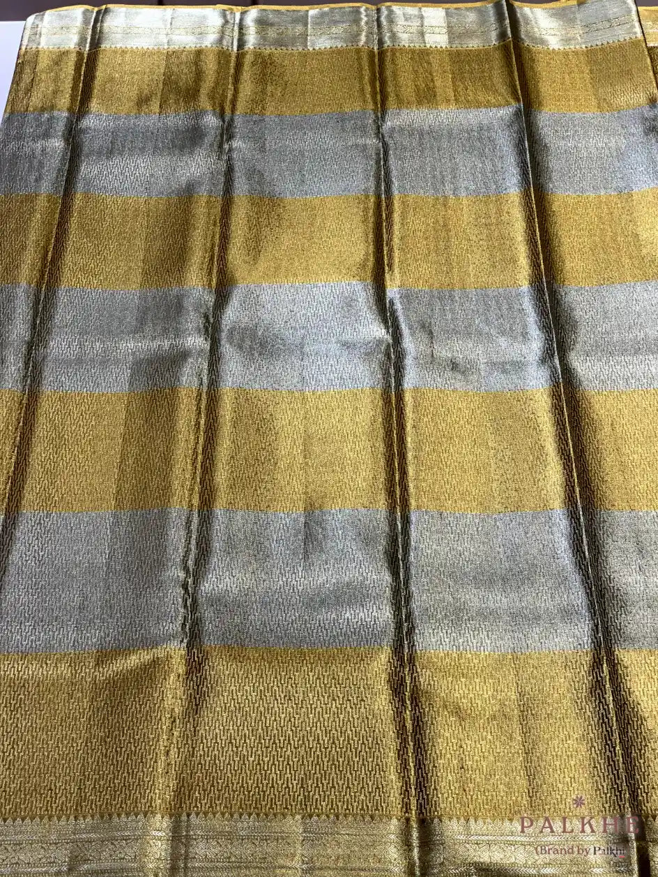Gold & Silver Kanjivaram Geometric in Pure Silk (CF23)