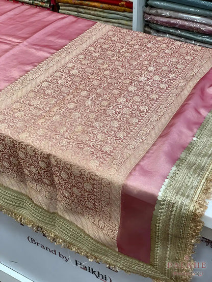 Pink Kiran Border Tissue x Hand Embroidery (CS14)