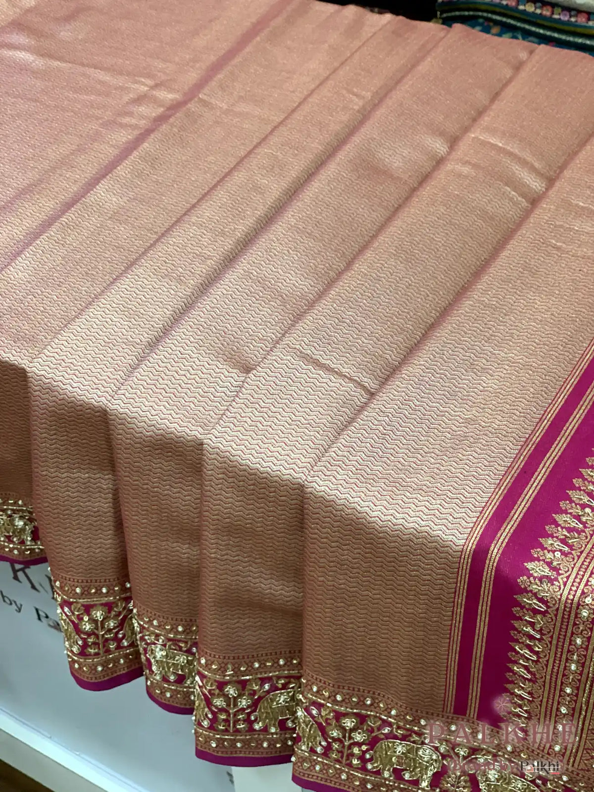 Magenta Pink Brocade Banarasi x Hand Embroidery (CS16)