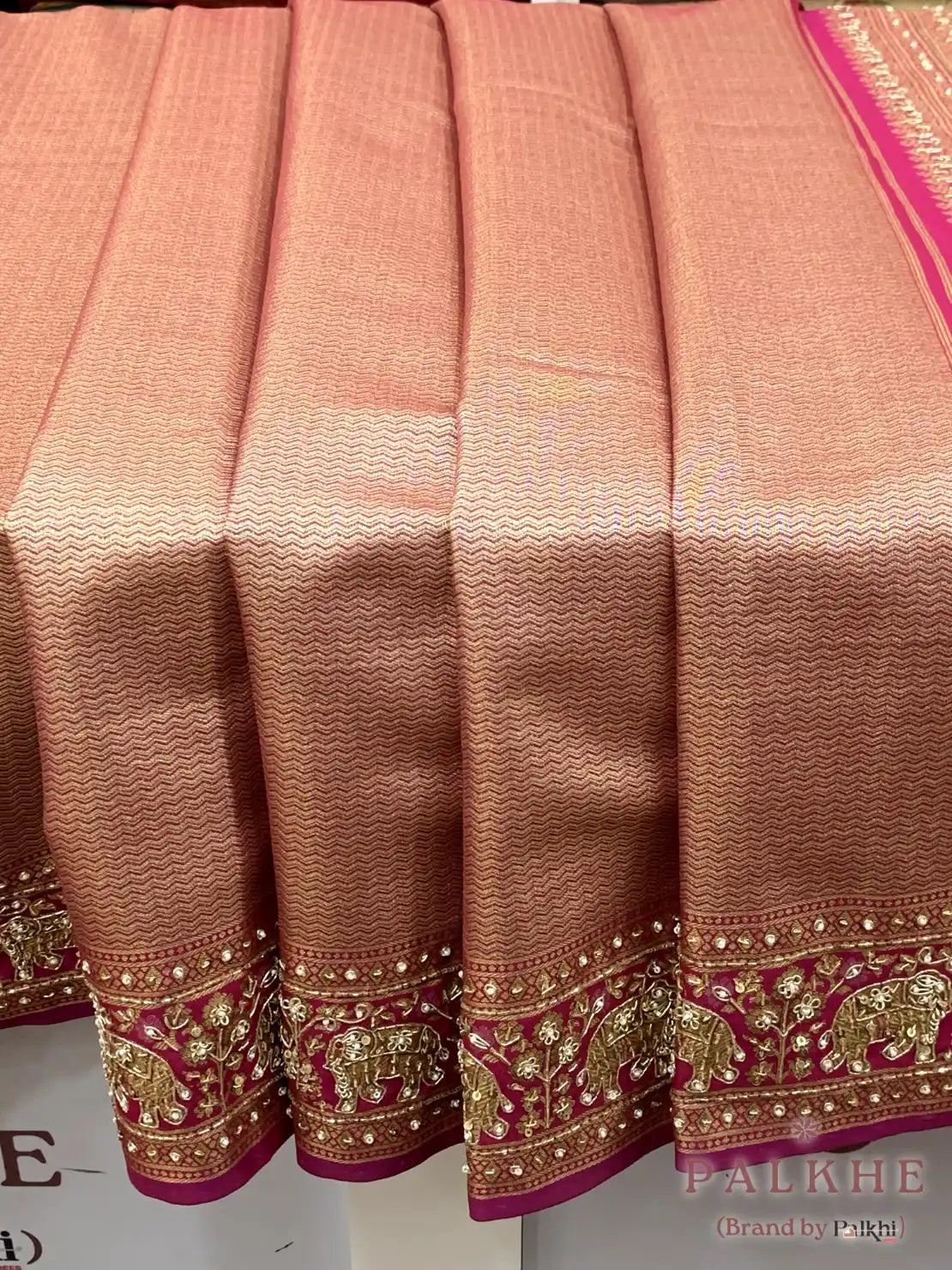 Magenta Pink Brocade Banarasi x Hand Embroidery (CS16)