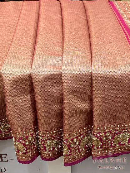 Magenta Pink Brocade Banarasi x Hand Embroidery (CS16)