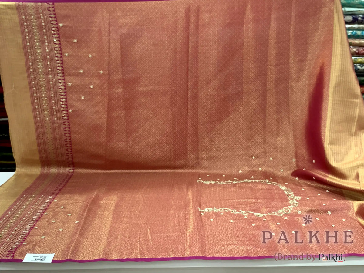 Magenta Pink Brocade Banarasi x Hand Embroidery (CS16)