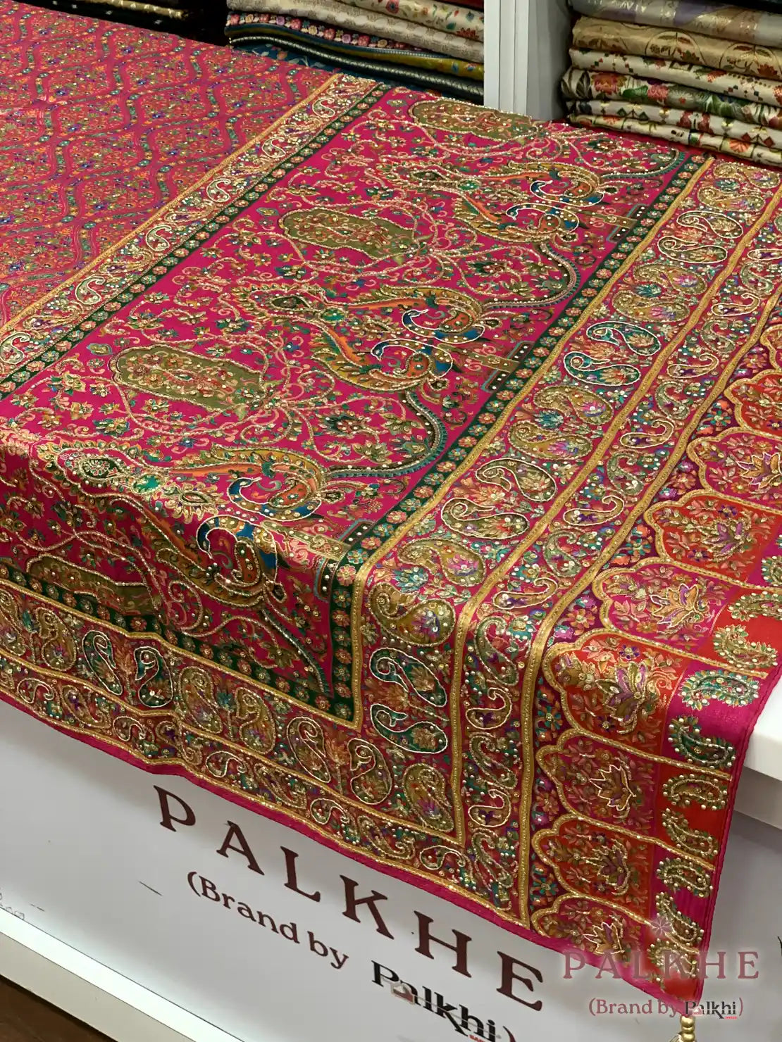 Pink Multicolored Pashmina x Hand Embroidery (CR93)