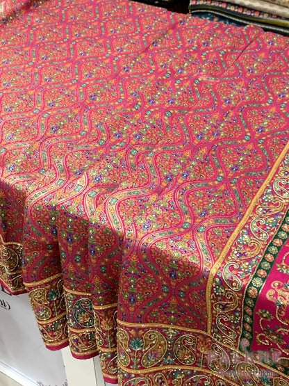Pink Multicolored Pashmina x Hand Embroidery (CR93)