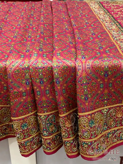 Pink Multicolored Pashmina x Hand Embroidery (CR93)