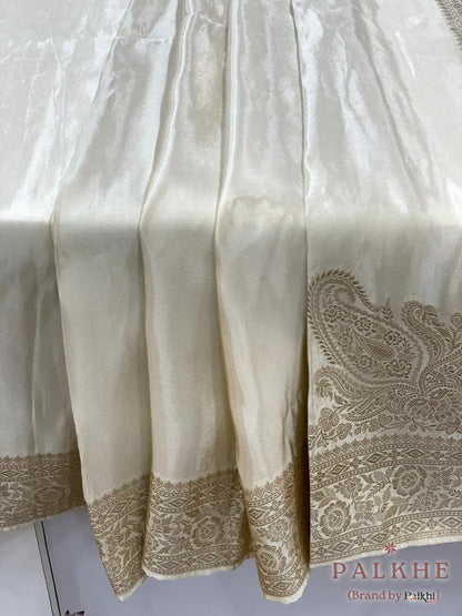 Beige Fancy in Semi Ho Silk With Ready Blouse (CS00)