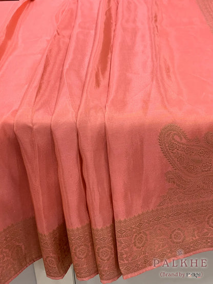 Peach Fancy in Semi Ho Silk With Ready Blouse (CS00)