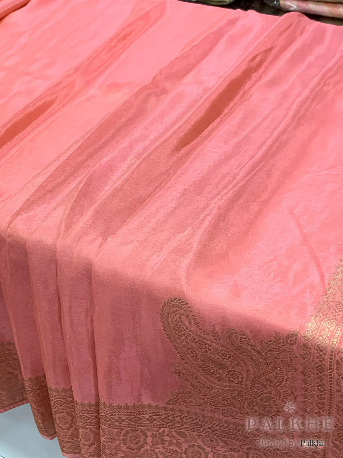 Peach Fancy in Semi Ho Silk With Ready Blouse (CS00)