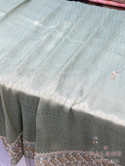 Mint Green Banarasi x Hand Embroidery (CN29)