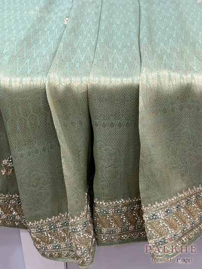 Mint Green Banarasi x Hand Embroidery (CN29)