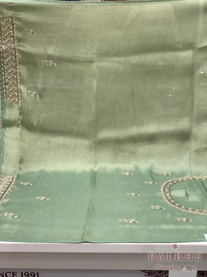 Mint Green Banarasi x Hand Embroidery (CN29)