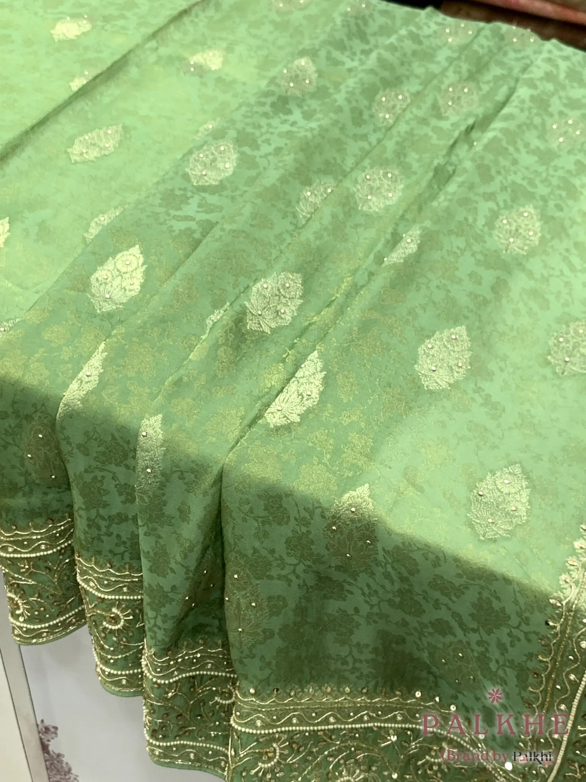 Green Buttas Banarasi x Hand Embroidery (CM23)