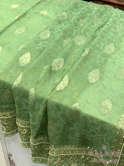Green Buttas Banarasi x Hand Embroidery (CM23)