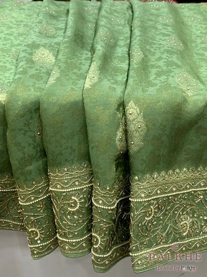 Green Buttas Banarasi x Hand Embroidery (CM23)