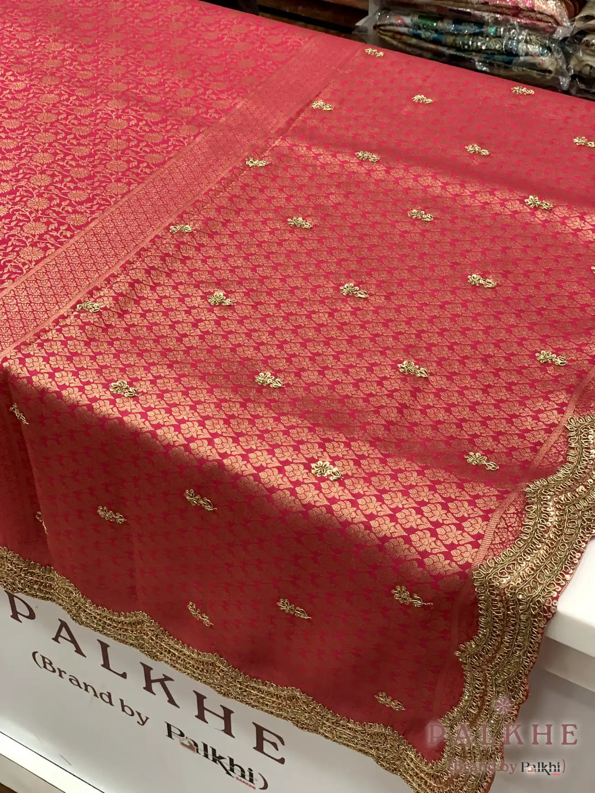 Rani Pink Floral Jaal Banarasi x Hand Embroidery (CM22)