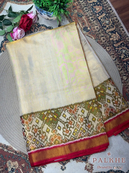 Off-White Patola Geometric in Pure Tissue Silk (CO92)