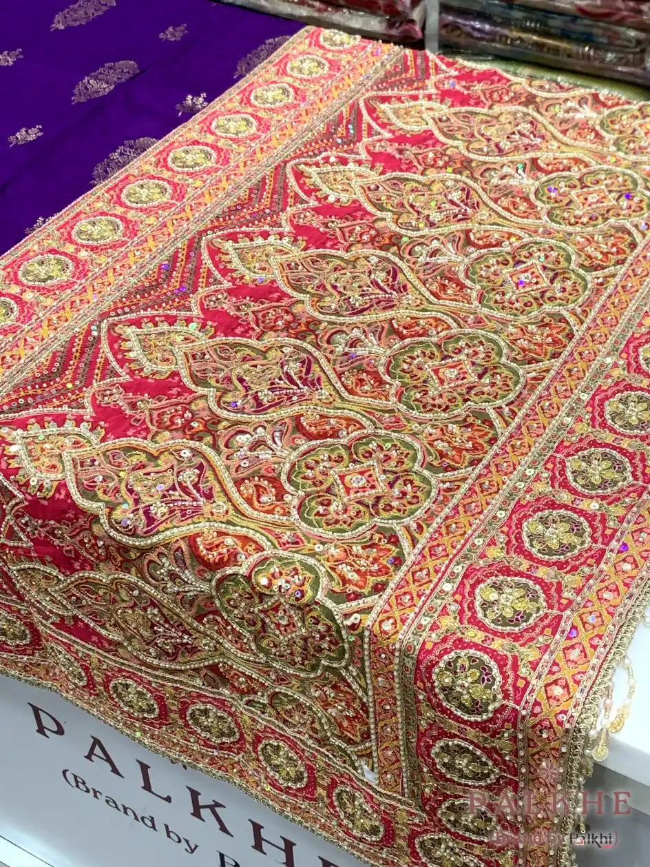 Purple & Pink Buttas Banarasi x Hand Embroidery (CS32)