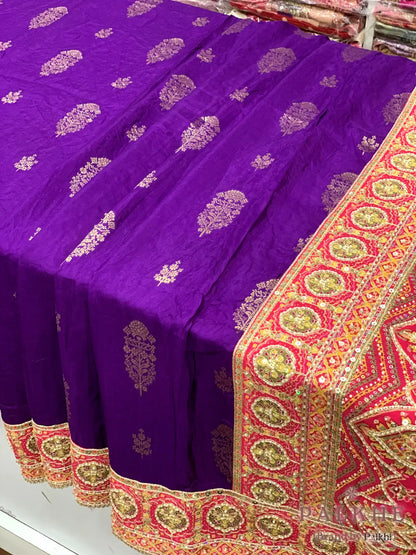 Purple & Pink Buttas Banarasi x Hand Embroidery (CS32)