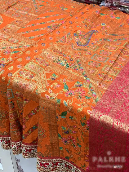 Rust Orange Pashmina x Hand Embroidery (CS33)