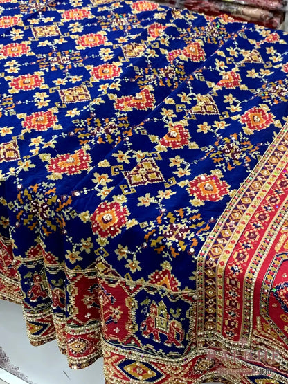 Royal Blue Geometric Patola x Hand Embroidery (CS31)