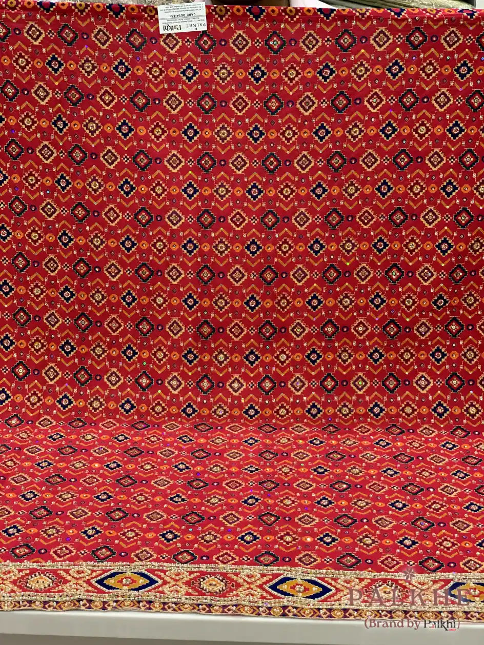 Royal Blue Geometric Patola x Hand Embroidery (CS31)