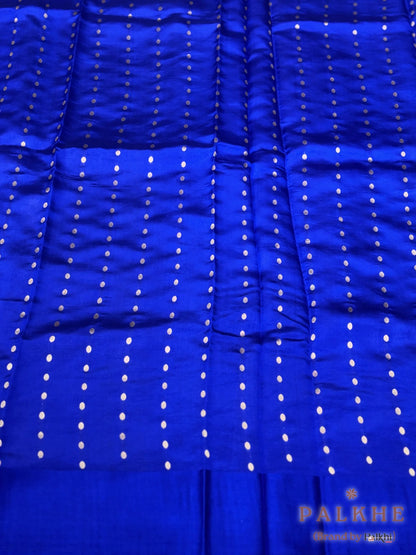 Royal Blue Banarasi Parrot Motifs in Pure Raw Mango Silk (CR11)