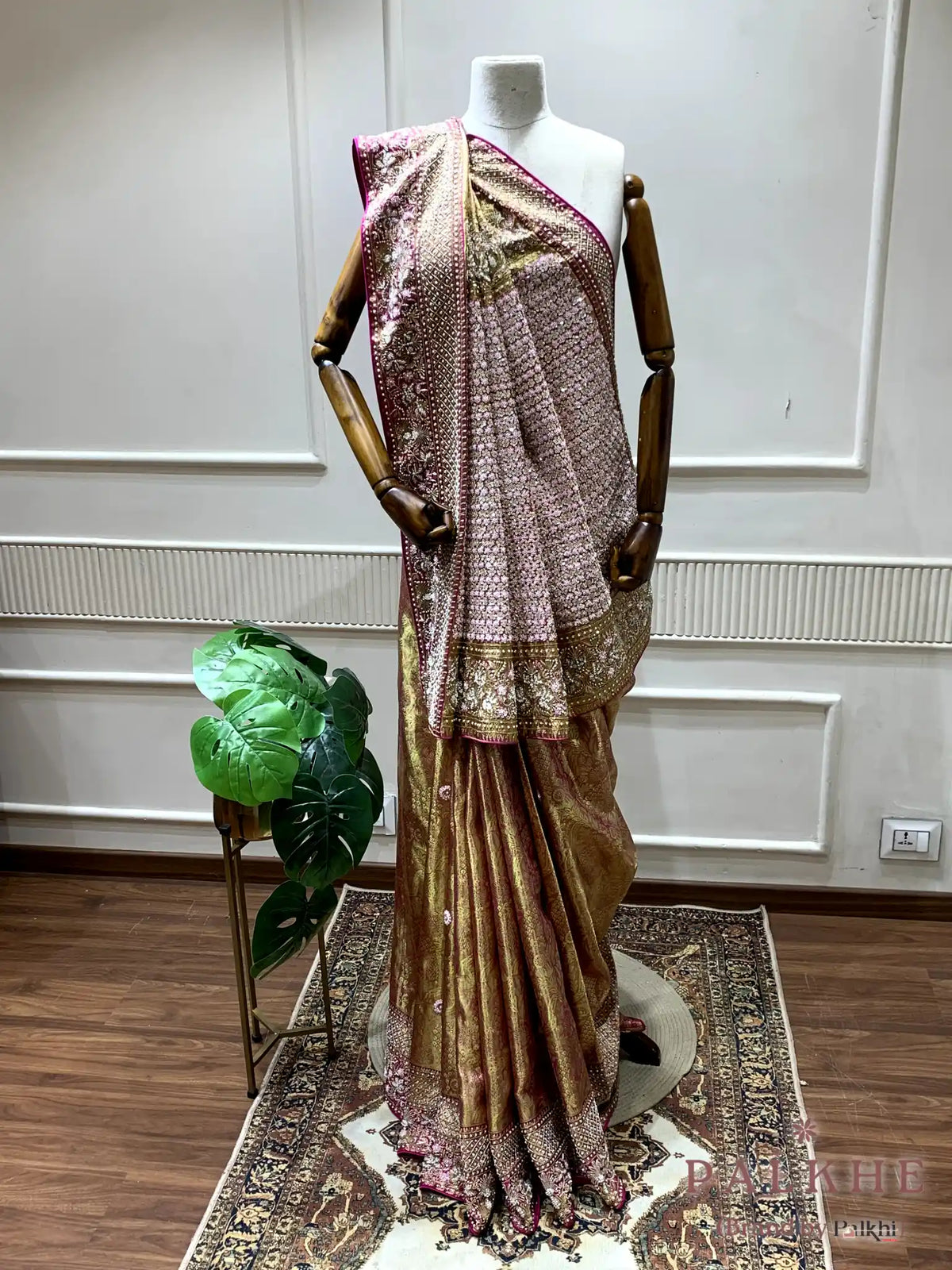 Pink Floral Kanjivaram x Hand Embroidery (CO09)