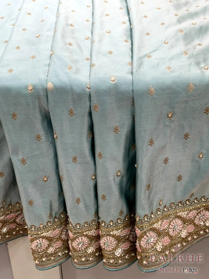 Sky Blue Buttis Banarasi x Hand Embroidery (cs35)