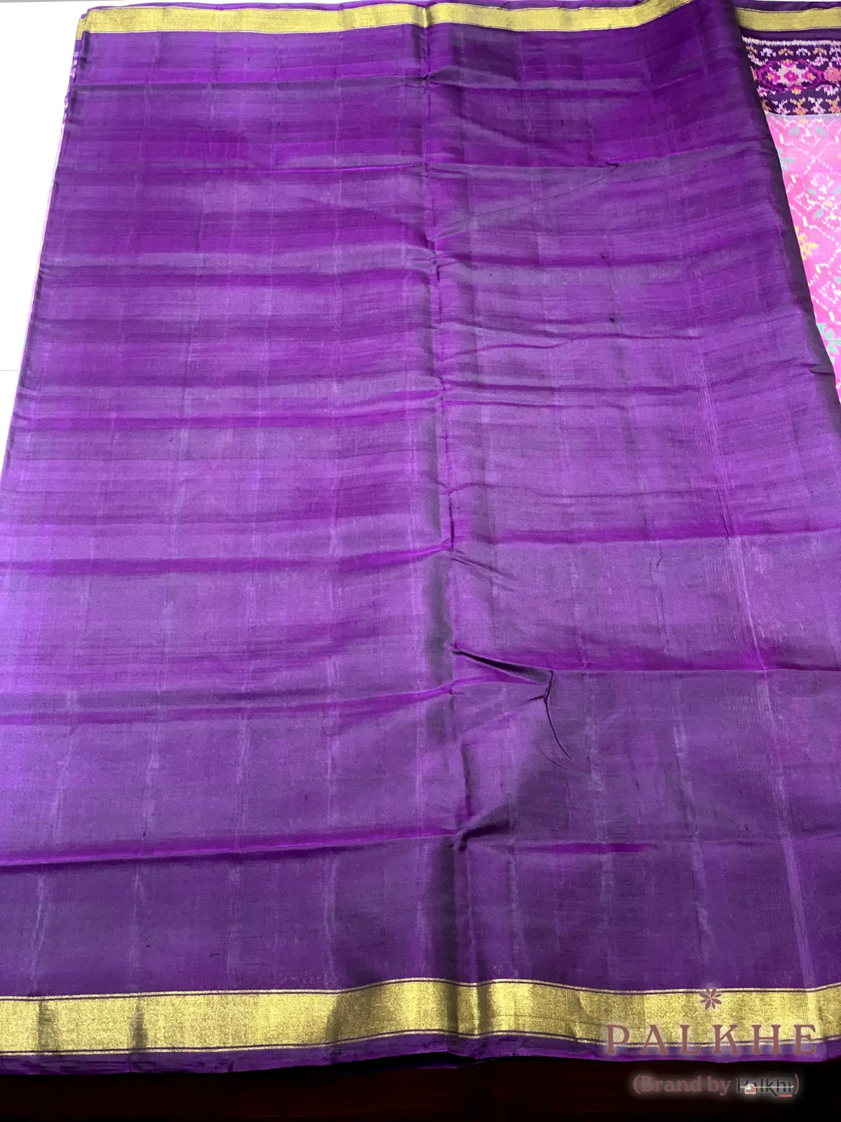 Baby Pink & Dark Purple Rajkot Patola Hand Woven in Pure Silk (CS48)