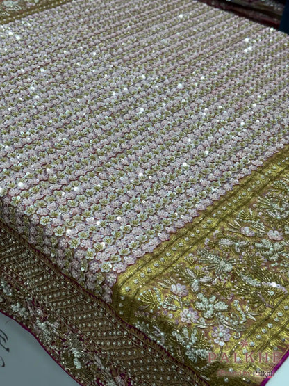 Pink Floral Kanjivaram x Hand Embroidery (CO09)