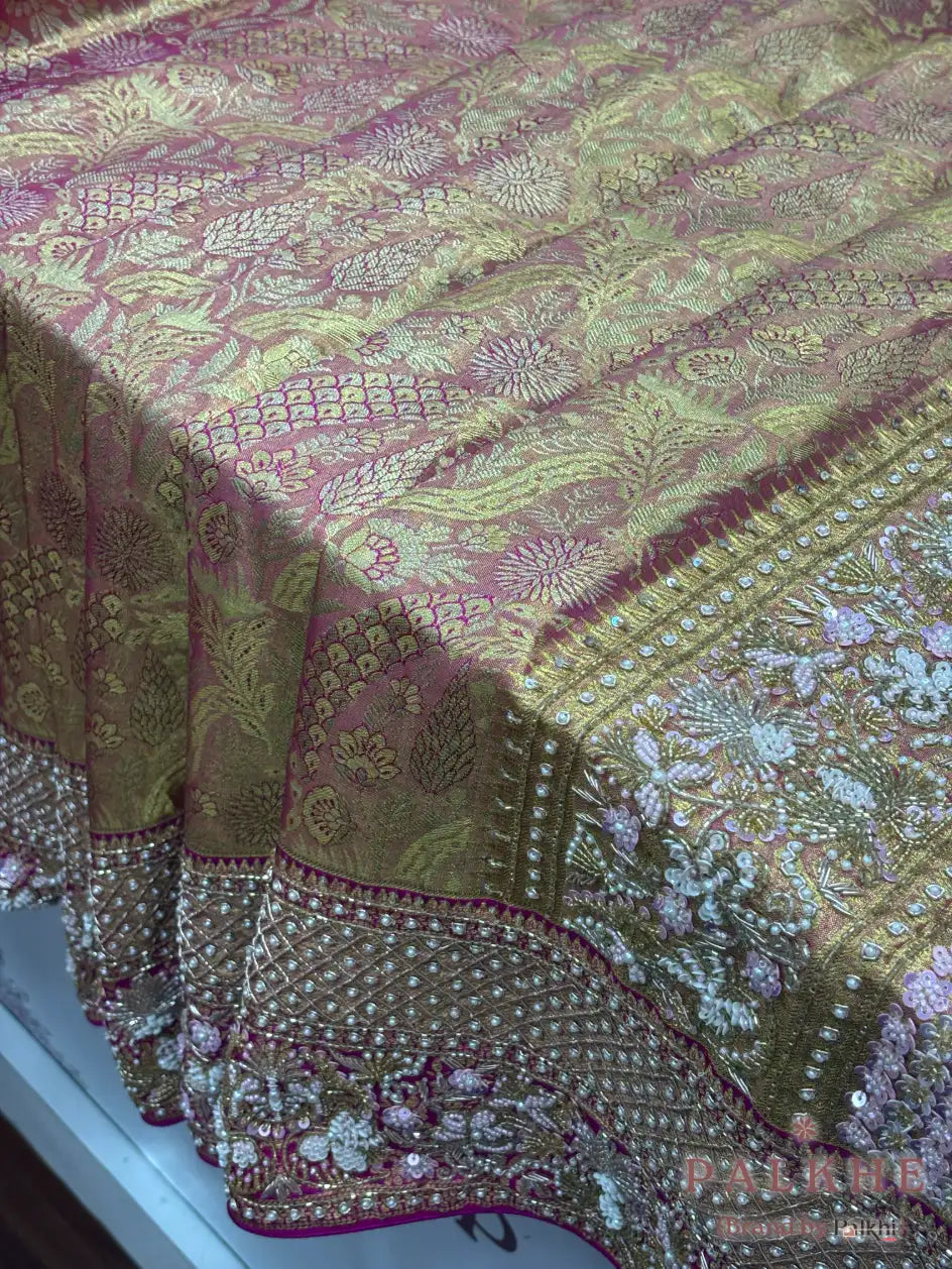 Pink Floral Kanjivaram x Hand Embroidery (CO09)