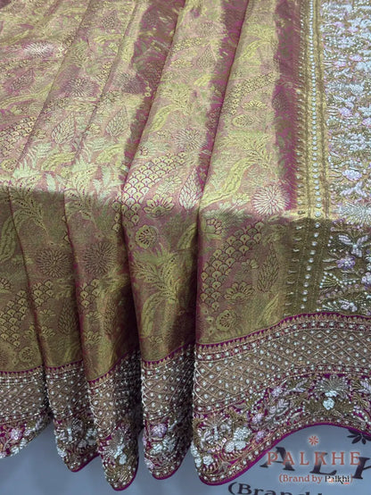 Pink Floral Kanjivaram x Hand Embroidery (CO09)