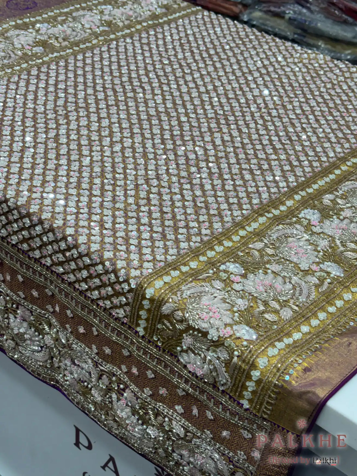 Purple Floral Kanjivaram x Hand Embroidery