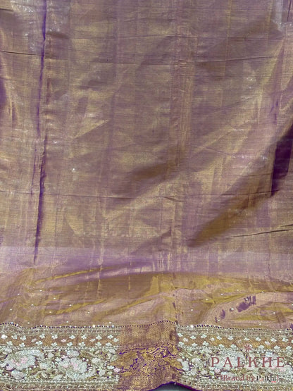 Purple Floral Kanjivaram x Hand Embroidery