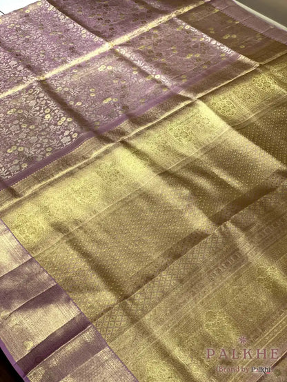 Lavender Kanjivaram Floral Jaal in Pure (CN83)