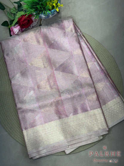 Baby Pink Banarasi Geometric in Pure Tissue Brocade (CP92)