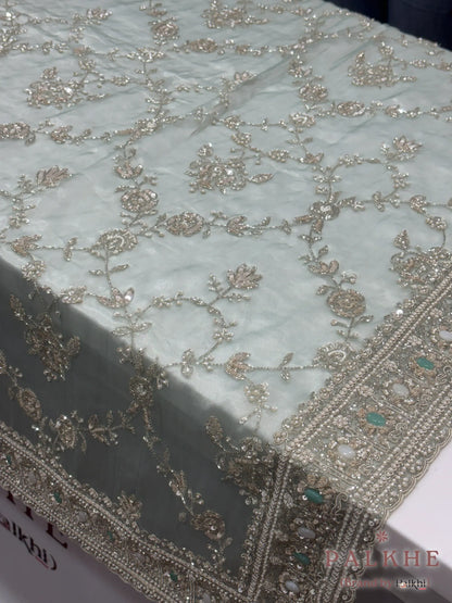 Tiffany Blue Floral Tissue x Hand Embroidery (CL43)