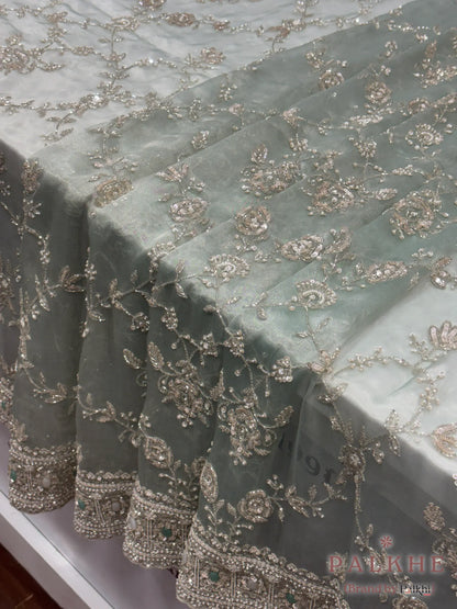 Tiffany Blue Floral Tissue x Hand Embroidery (CL43)