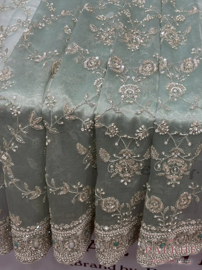 Tiffany Blue Floral Tissue x Hand Embroidery (CL43)