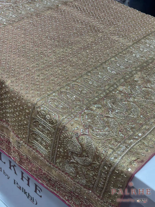 Baby Pink Floral Kanjivaram x Hand Embroidery (CO09)