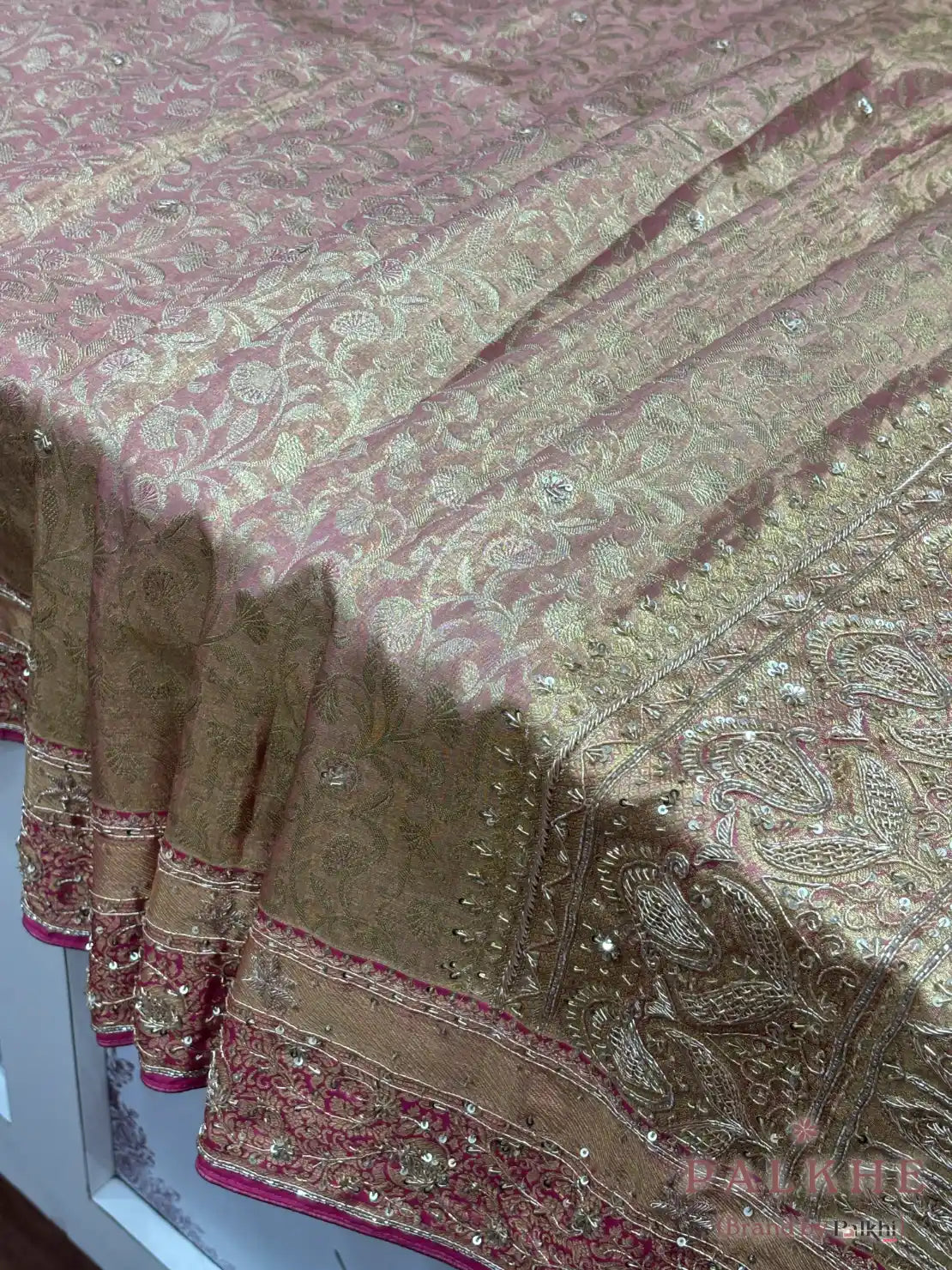 Baby Pink Floral Kanjivaram x Hand Embroidery (CO09)