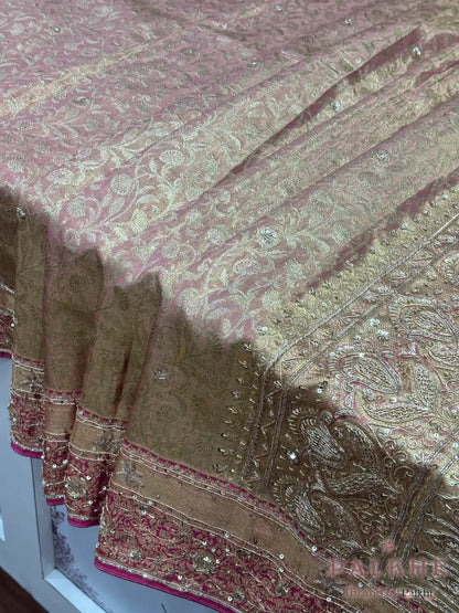 Baby Pink Floral Kanjivaram x Hand Embroidery (CO09)